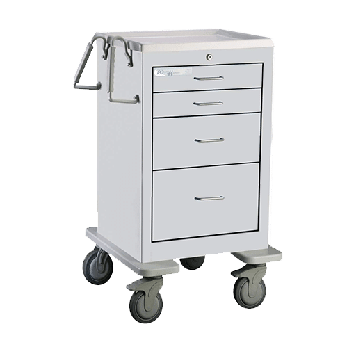 JSGKU-3369-LTG – Waterloo Slim Size Med-Jr Treatment Carts (Steel – 4 Drawer)