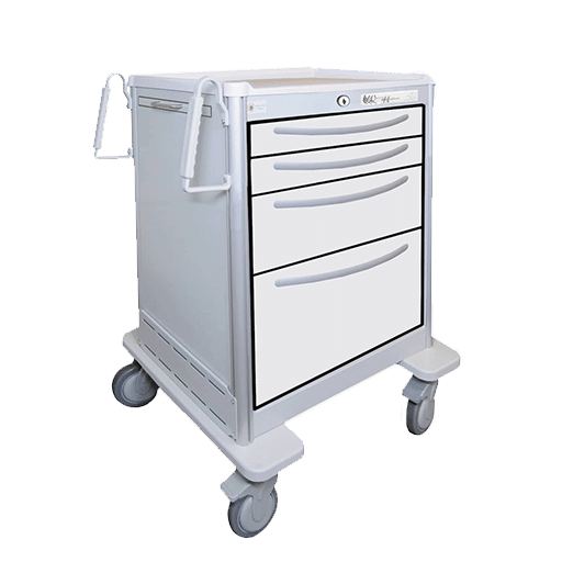 JSGKA-3369-LTG – Waterloo Slim Size Med-Jr Treatment Carts (Aluminium – 4 Drawer)