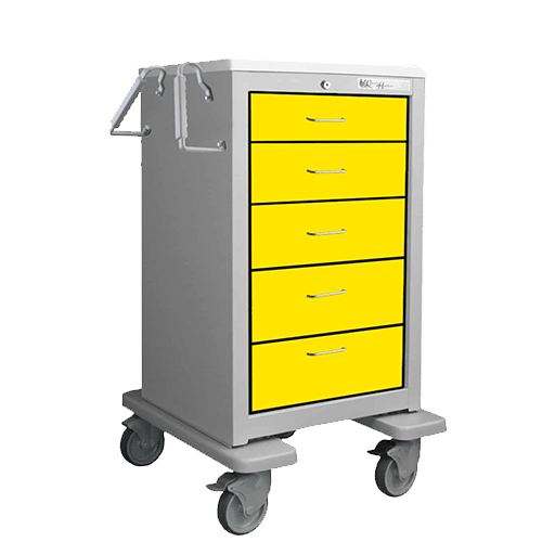 JTGKA-36666-YEL – Waterloo Med-Jr Isolation Cart (Aluminium – 5 Drawer)