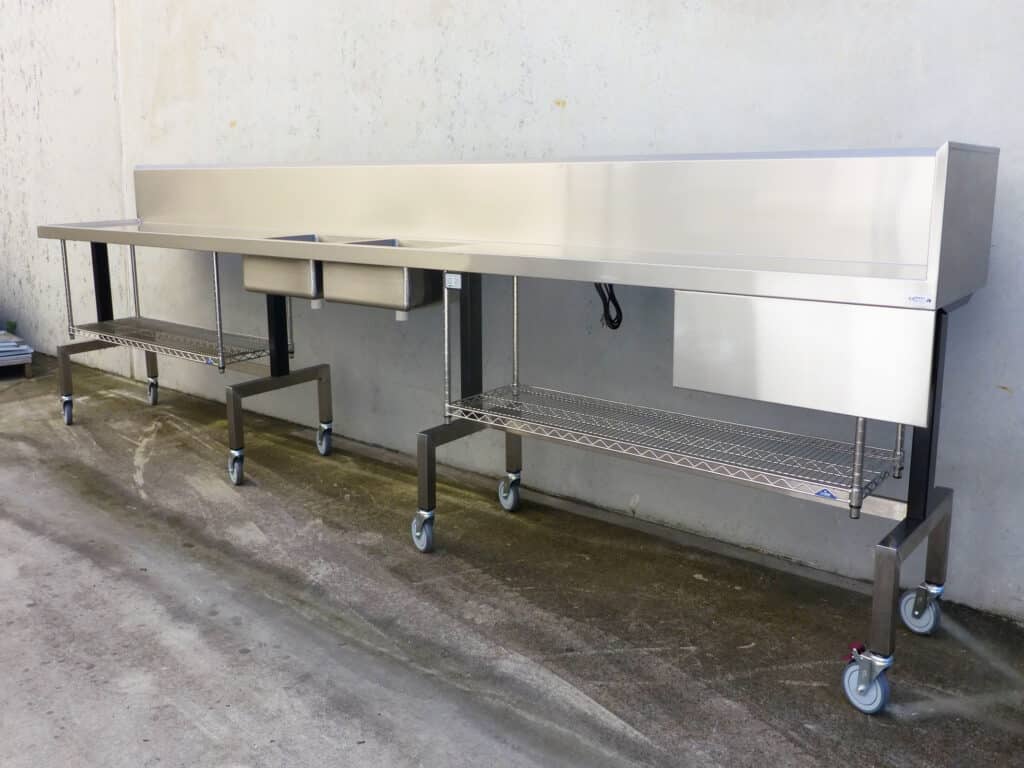 Long stainless steel sink