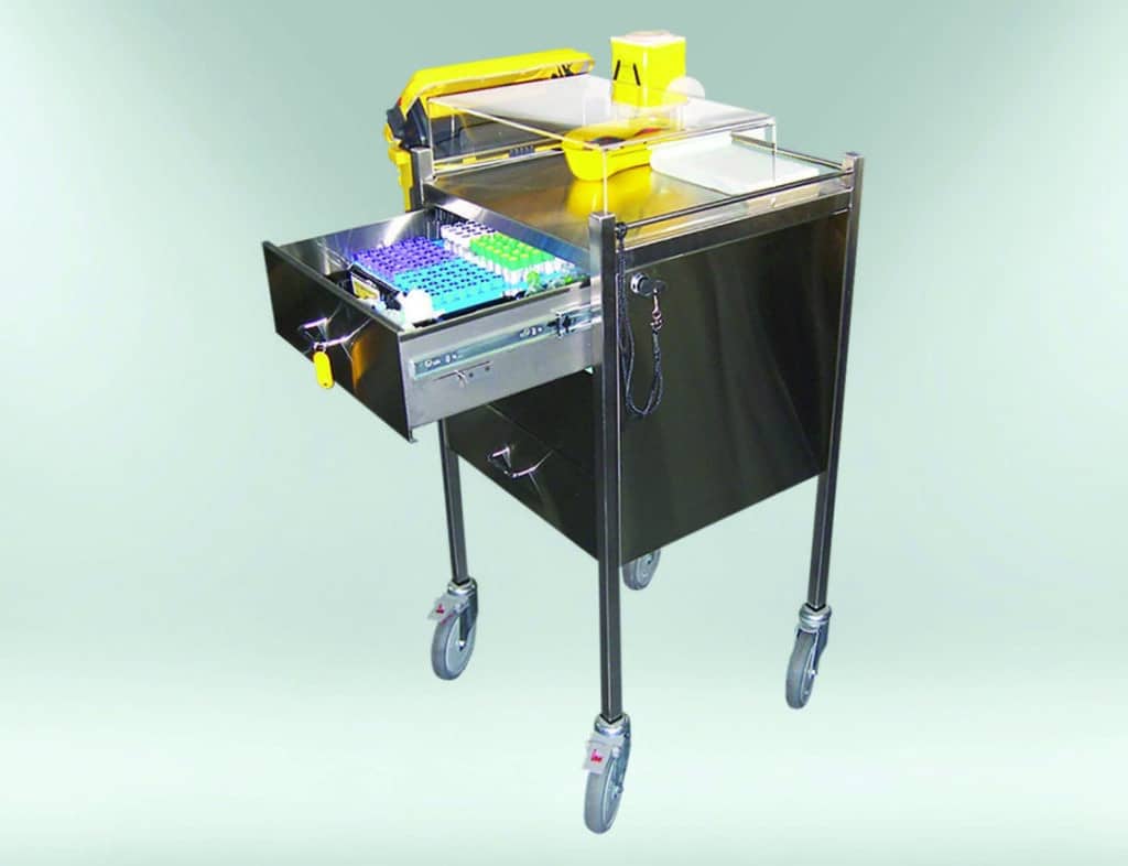 Stainless steel pathology trolley